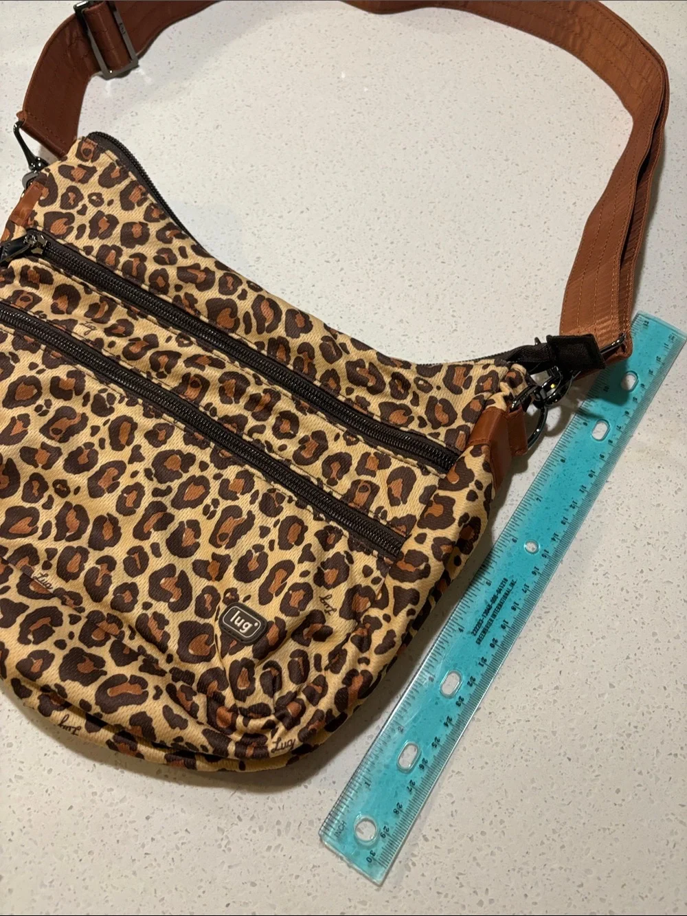 lug Leopard-Print Crossbody Bag in Brown and Tan